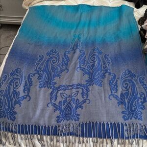 Blue and Gray Paisley Shawl